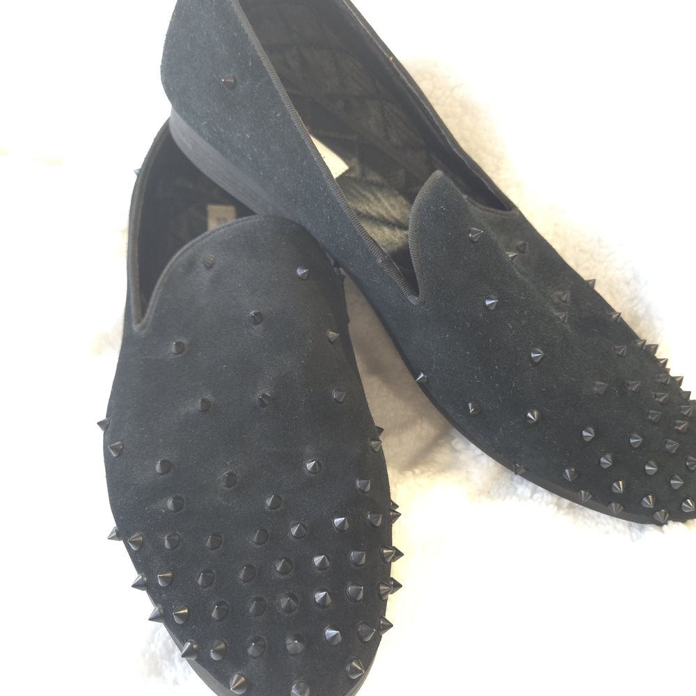 Steve Madden Men's Black Suede & Studded Cascade Loafers. Size 13